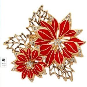 ANNE Klein Gold-Tone Pavé Poinsettia Pin